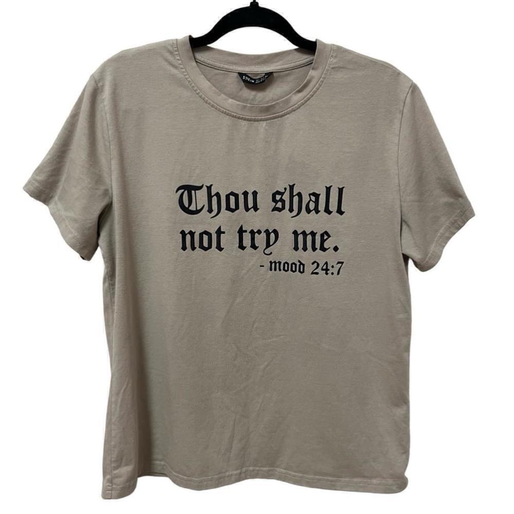 SHEIN Men’s Graphic Print Tee Thou Shall Not Try Me, Size Small